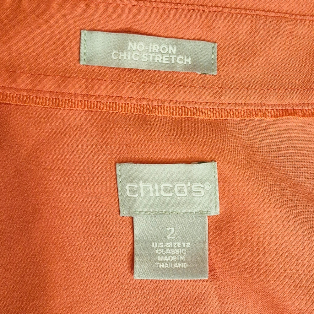 Chico’s No-Iron Chic Stretch Peach Button-Down Blouse Size 2 (US12 Or L) - Picture 4 of 4